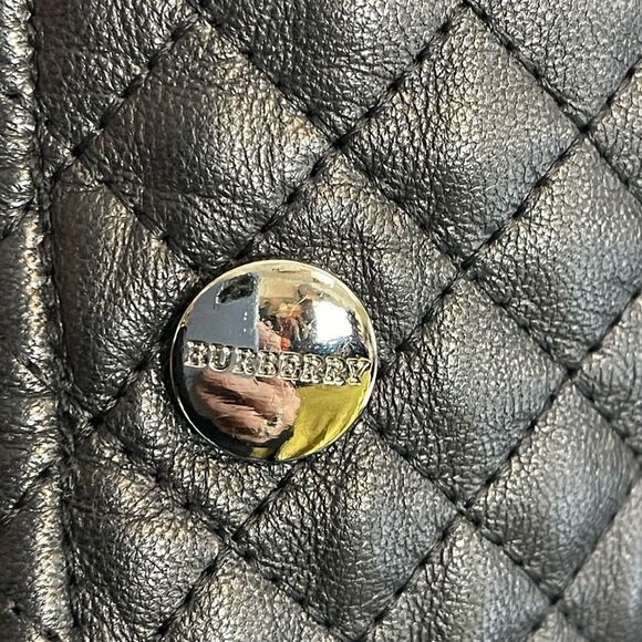 Burberry London quilted black Leather moto Jacket M - Picture 6 of 12